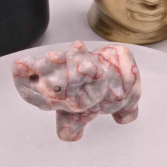 Calcite & Marble Elephant Sculpture – Strength, Clarity & Timeless Beauty - Picture 2 of 2